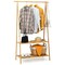 Wicker Clothes Hanging Rack with 2-Tier Storage Shelf for Entryway Bedroom